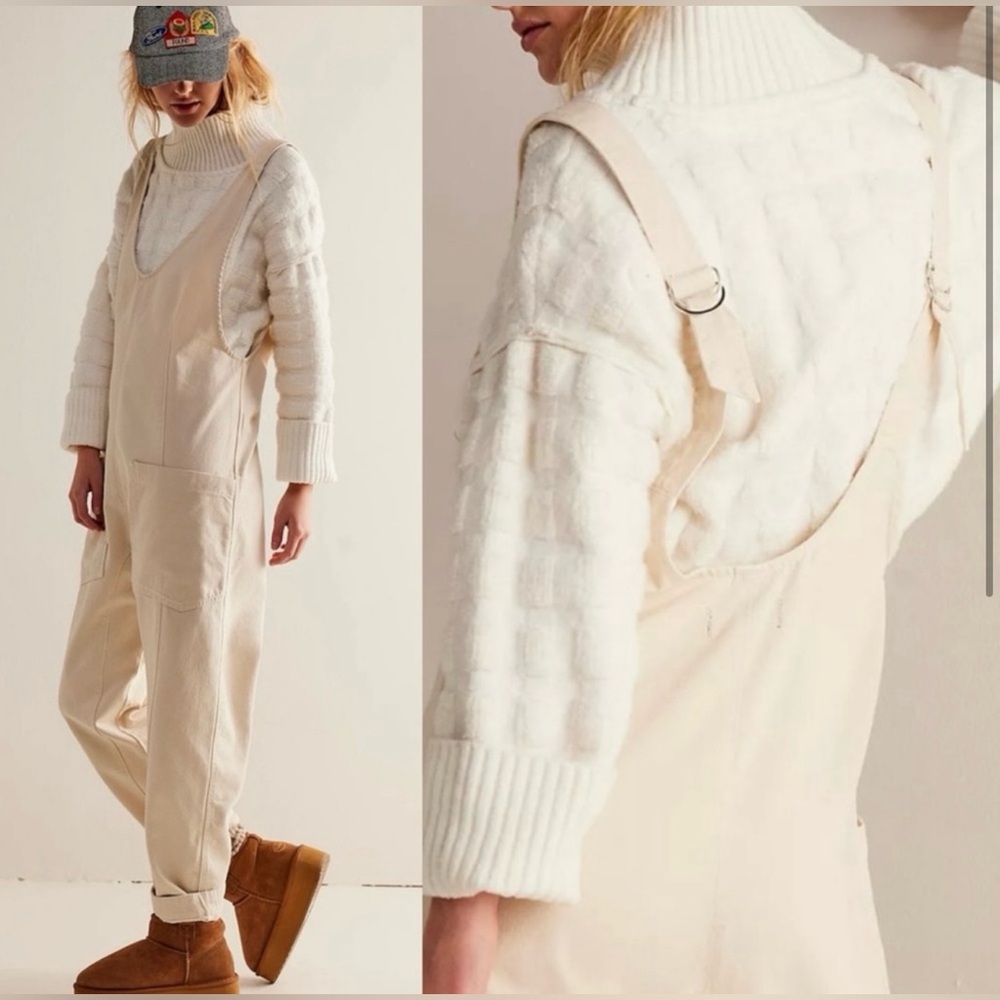 Free People X We The Free High Roller Jumpsuit in Ivory NWOT - Picture 3 of 3
